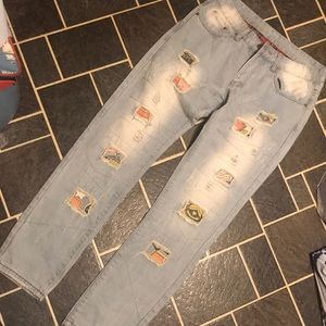 Sokotoo K & L distressed and designed jeans